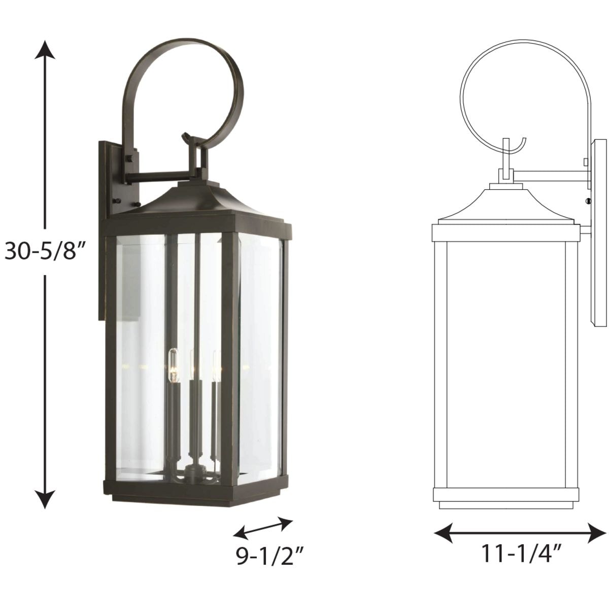 Progress Lighting Gibbes Street 3 -Light 30.62-in H Antique Bronze Hardwired Outdoor Wall Light Progress Lighting Gibbes Street 3 -Light 30.62-in H Antique Bronze Hardwired Outdoor Wall Light