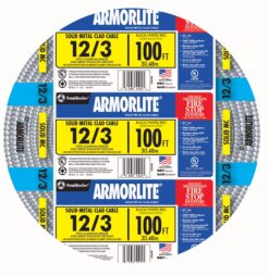 Southwire Armorlite 100-Feet 12 / 3 Solid Aluminum MC (Metal Clad) Cable