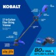 Kobalt Carbon Fiber 80-volt 17-in Straight Shaft Battery String Trimmer 2 Ah (Battery and Charger Included)