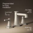 KOHLER Riff Vibrant Brushed Nickel Widespread 2-handle WaterSense Low-arc Residential Handle Bathroom Sink Faucet