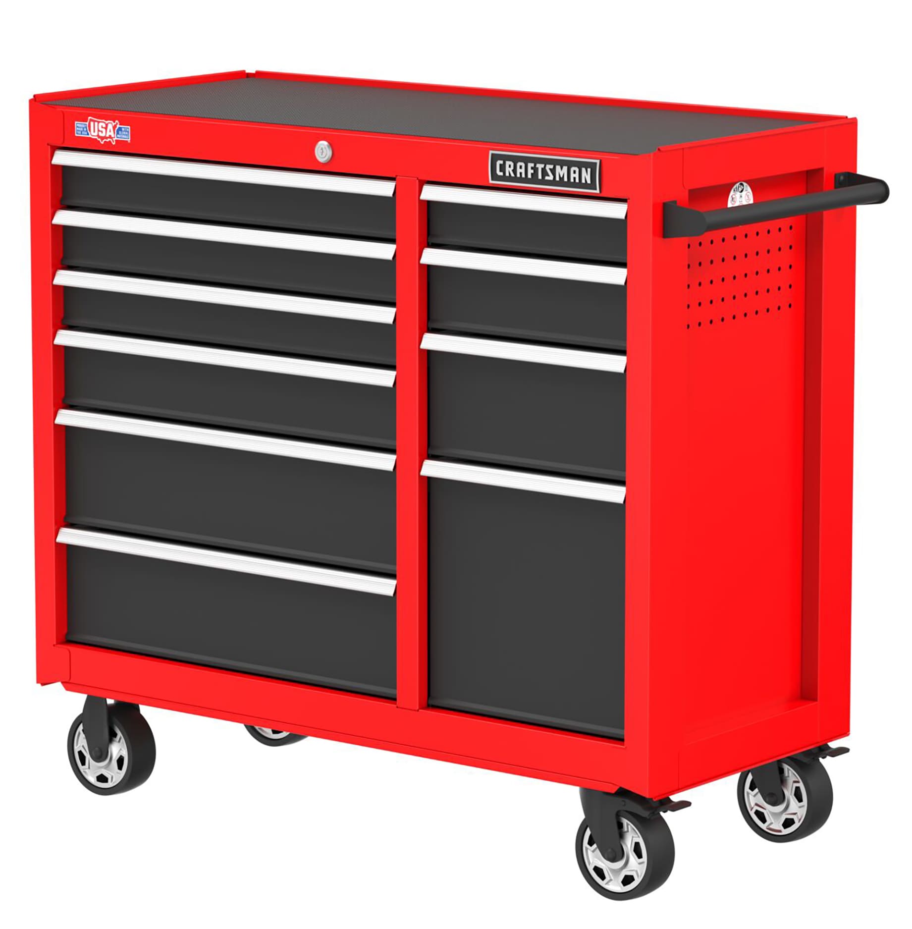 CRAFTSMAN 2000 Series 41-Inches W x 37.5-Inches H 10 -Drawer Steel Rolling Tool Cabinet ( Red ) CRAFTSMAN 2000 Series 41-Inches W x 37.5-Inches H 10 -Drawer Steel Rolling Tool Cabinet ( Red )