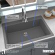 Karran Drop-in 33-Inches x 22-Inches Quartz Single bowl 1-Hole Kitchen Sink