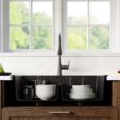 Karran Drop-in 33.0-Inches x 22.0-Inches Quartz Double equal bowl 1-Hole Kitchen Sink