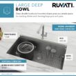 Ruvati Roma Undermount 28-Inches x 19-Inches Stainless steel Single bowl 16 -Gauge Workstation Kitchen Sink
