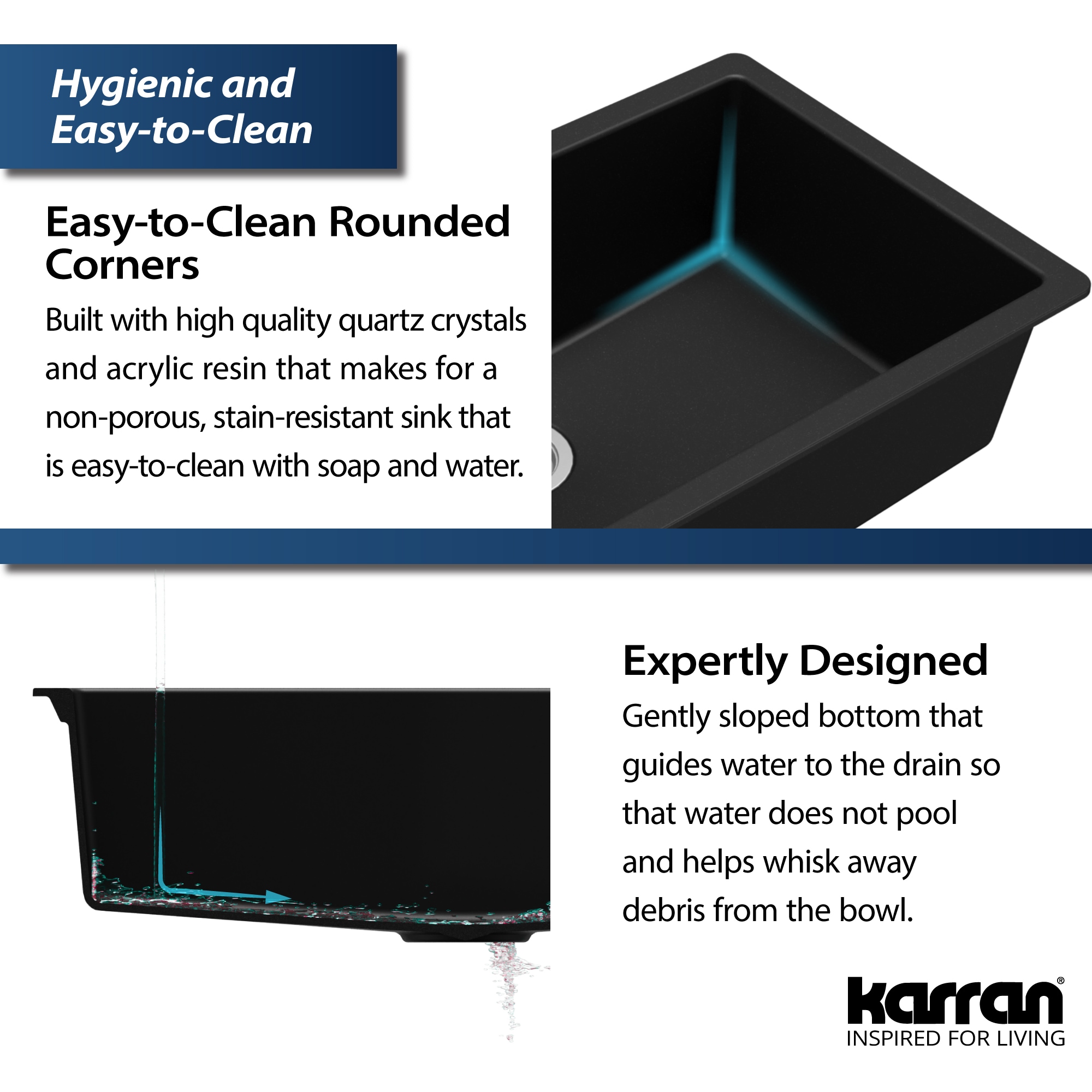 Karran Undermount 32.25-Inches x 19.25-Inches Quartz Single bowl Kitchen Sink Karran Undermount 32.25-Inches x 19.25-Inches Quartz Single bowl Kitchen Sink