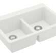 Karran Drop-in 33-Inches x 22-Inches Quartz Double equal bowl 1-Hole Kitchen Sink
