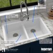 Karran Drop-in 33-Inches x 22-Inches Quartz Double equal bowl 1-Hole Kitchen Sink