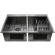 AKDY Drop-in 33-Inches x 22-Inches Stainless steel Double equal bowl 1-Hole 18 -Gauge Kitchen Sink All-in-One Kit