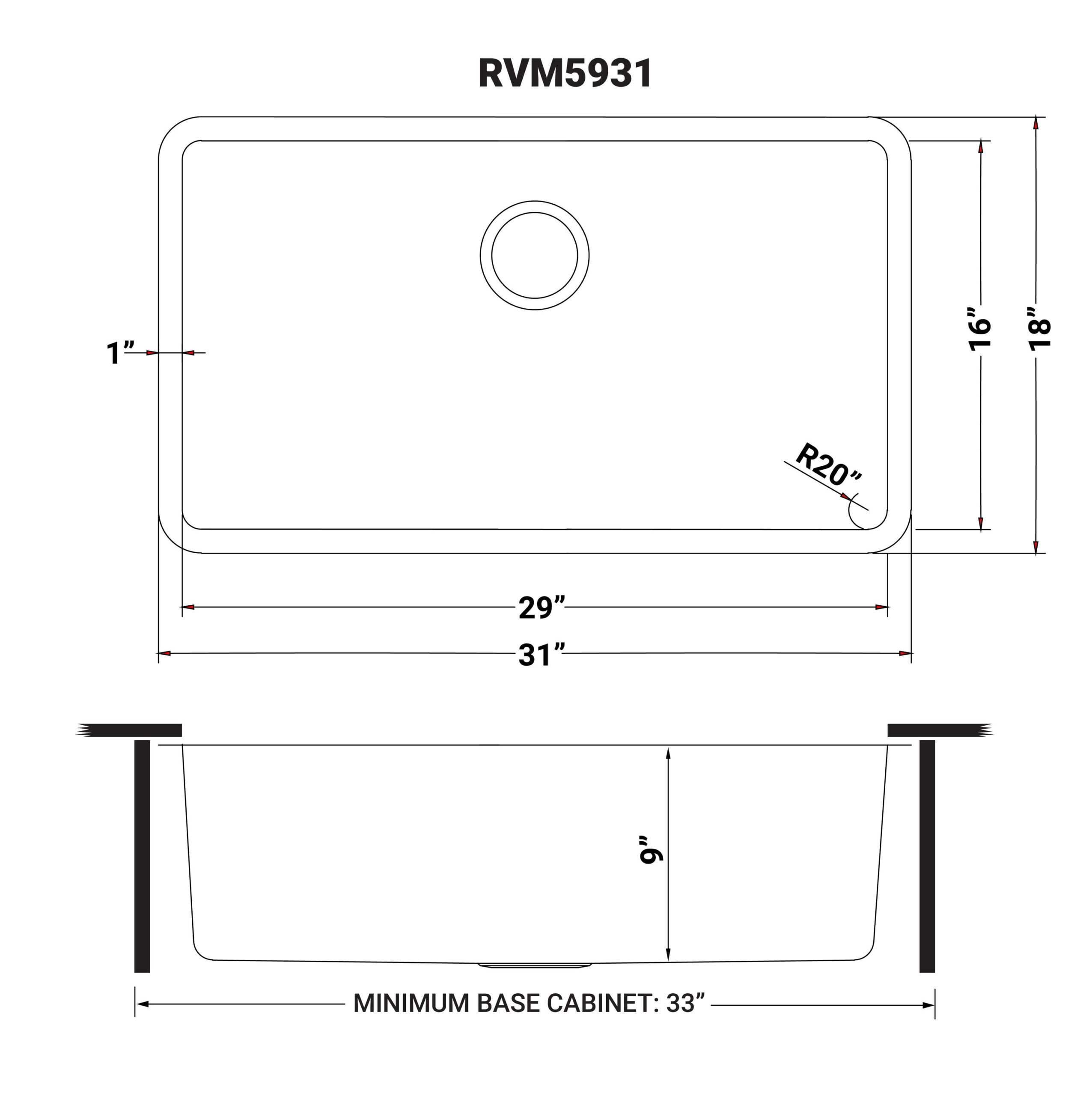 Ruvati Modena Undermount 31-Inches x 18-Inches Stainless steel Single bowl 16 -Gauge Kitchen Sink Ruvati Modena Undermount 31-Inches x 18-Inches Stainless steel Single bowl 16 -Gauge Kitchen Sink