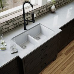 Karran Undermount 32-Inches x 19.5-Inches Quartz Double equal bowl Kitchen Sink