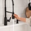 Moen Edwyn Matte Black Single Handle Deck-mount Pull-down Kitchen Faucet with Sprayer ( Deck Plate Included ) (Soap Dispenser Included)