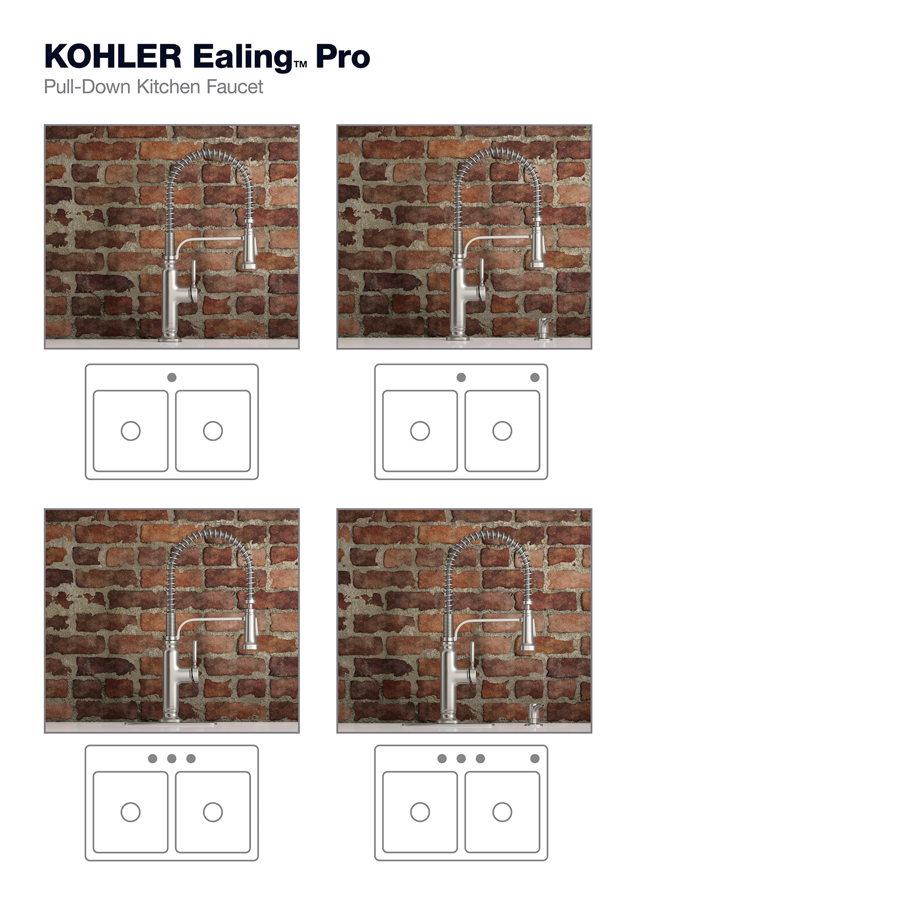 KOHLER Ealing Pre-Rinse Spring Vibrant Stainless Single Handle Deck-mount Pull-down Kitchen Faucet with Sprayer KOHLER Ealing Pre-Rinse Spring Vibrant Stainless Single Handle Deck-mount Pull-down Kitchen Faucet with Sprayer ( Deck Plate Included ) (Soap Dispenser Included)