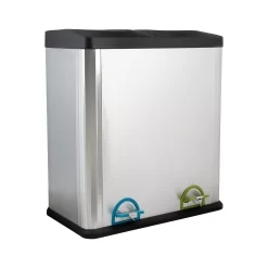Organize It All 15.8-Gallon Silver Steel Indoor Kitchen Hinged Lid Trash Can