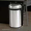 Simplehuman Semi-Round Open Top Can, 60-Liter Brushed Stainless Steel Indoor/Outdoor Kitchen Lidless Trash Can