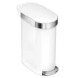 Simplehuman Slim Liner Rim Step Can, 45-Liter White Steel Indoor/Outdoor Kitchen Hinged Lid Trash Can