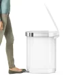 Simplehuman Slim Liner Rim Step Can, 45-Liter White Steel Indoor/Outdoor Kitchen Hinged Lid Trash Can