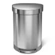 Simplehuman Semi-Round Liner Rim Can, 60-Liter Brushed Stainless Steel Indoor Kitchen Step Trash Can