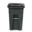 Toter 48-Gallon Greenstone Plastic Wheeled Indoor/Outdoor Hinged Lid Trash Can