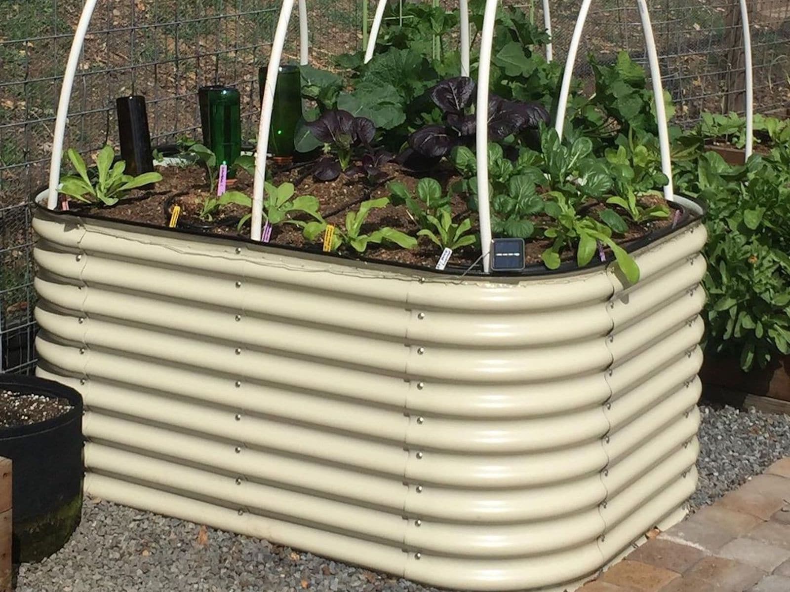 Vego Garden 42-Inches W x 60-Inches L x 32-Inches H Pearl White Metal Raised Garden Bed Vego Garden 42-Inches W x 60-Inches L x 32-Inches H Pearl White Metal Raised Garden Bed