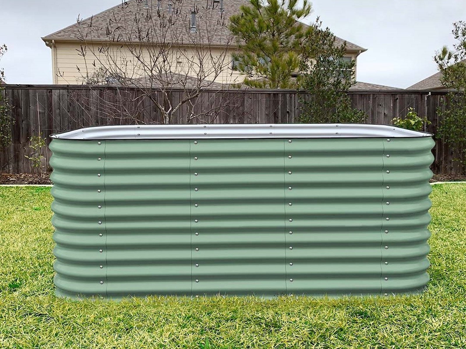 Vego Garden 42-Inches W x 78-Inches L x 32-Inches H Olive Green Metal Raised Garden Bed Vego Garden 42-Inches W x 78-Inches L x 32-Inches H Olive Green Metal Raised Garden Bed