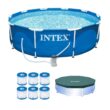 Intex 10-Feet x 10-Feet x 30-Inches Metal frame Round Above-Ground Pool with Filter Pump with Pool Cover