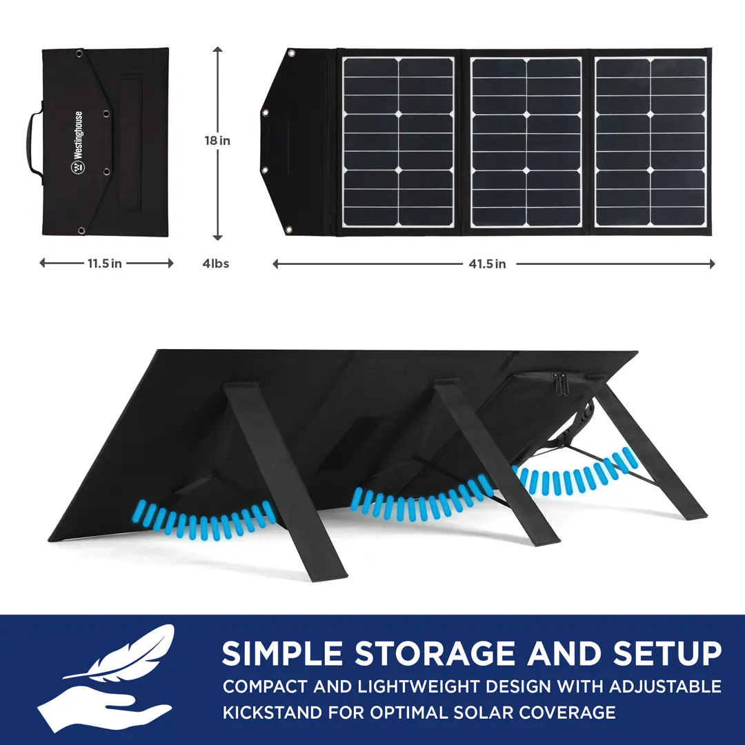Westinghouse Lightweight Phone Power Station Charger RV/Camping 41.5-in x 18-in x 1-in 60-Watt Portable Solar Panel Westinghouse Lightweight Phone Power Station Charger RV/Camping 41.5-in x 18-in x 1-in 60-Watt Portable Solar Panel - Image 2