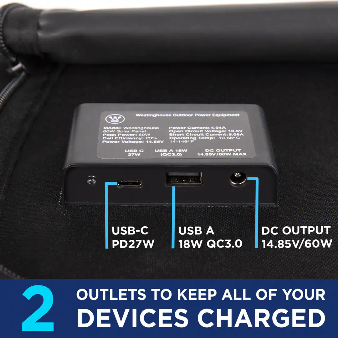 Westinghouse Lightweight Phone Power Station Charger RV/Camping 41.5-in x 18-in x 1-in 60-Watt Portable Solar Panel Westinghouse Lightweight Phone Power Station Charger RV/Camping 41.5-in x 18-in x 1-in 60-Watt Portable Solar Panel - Image 3