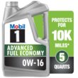 Mobil 1 Advanced Fuel Economy Full Synthetic Motor Oil 0W-16, 5 Quart
