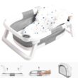Napei Collapsible Baby Bathtub, Baby Bath Tub with Soft Cushion & Thermometer, Gray