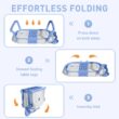 MoreFeel Collapsible Baby Bathtub for Newborn with Thermometer & 1 Hooded Towel & 1 Soft Floating Cushion, BabyBlue