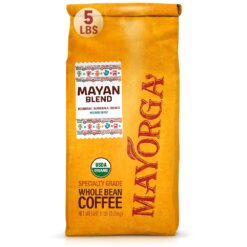 Mayorga Organic Coffee 5lb Mayan Blend Medium Roast Whole Bean Coffee Specialty Grade, Kosher