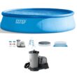 Intex 18-Feet x 18-Feet x 48-Inches Inflatable top ring Round Above-Ground Pool with Filter Pump, Ground Cloth, Pool Cover, Ladder