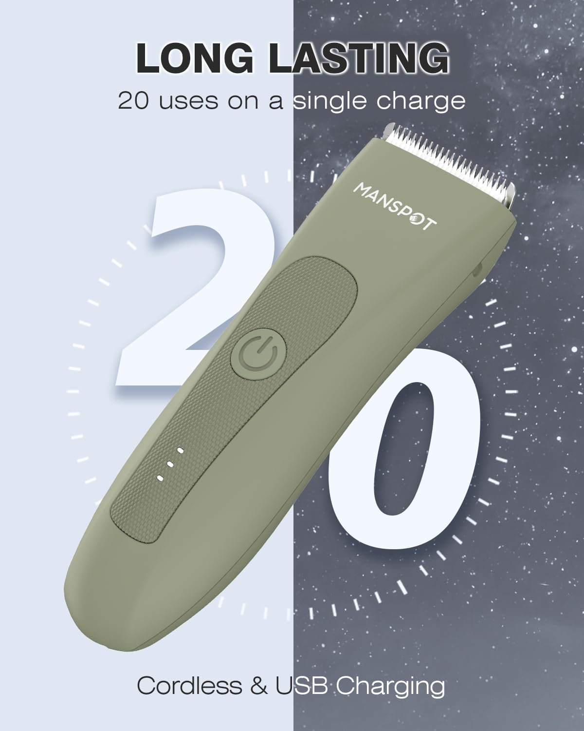 MANSPOT Manscape Pubic Hair Trimmer for Men and Women, Electric Ball Trimmer Pubic Trimmer Shaver, Green MANSPOT Manscape Pubic Hair Trimmer for Men and Women, Electric Ball Trimmer Pubic Trimmer Shaver, Green - Image 4