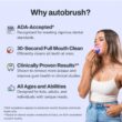 Autobrush Sonic Pro U Shaped Adults Electric Toothbrush with Unique 360° Nylon Bristles, 3 Cleaning Modes, (Double-Sided, Black)