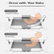 Napei Collapsible Baby Bathtub, Baby Bath Tub with Soft Cushion & Thermometer, Gray Napei Collapsible Baby Bathtub, Baby Bath Tub with Soft Cushion & Thermometer, Gray