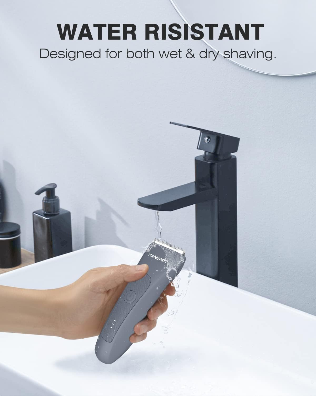 MANSPOT Electric Groin Hair Trimmer Men's Shaving & Grooming Sets Kit with 4 Guards and Replaceable Ceramic Blade Heads, Airy Blue MANSPOT Electric Groin Hair Trimmer Men's Shaving & Grooming Sets Kit with 4 Guards and Replaceable Ceramic Blade Heads, Airy Blue - Image 3