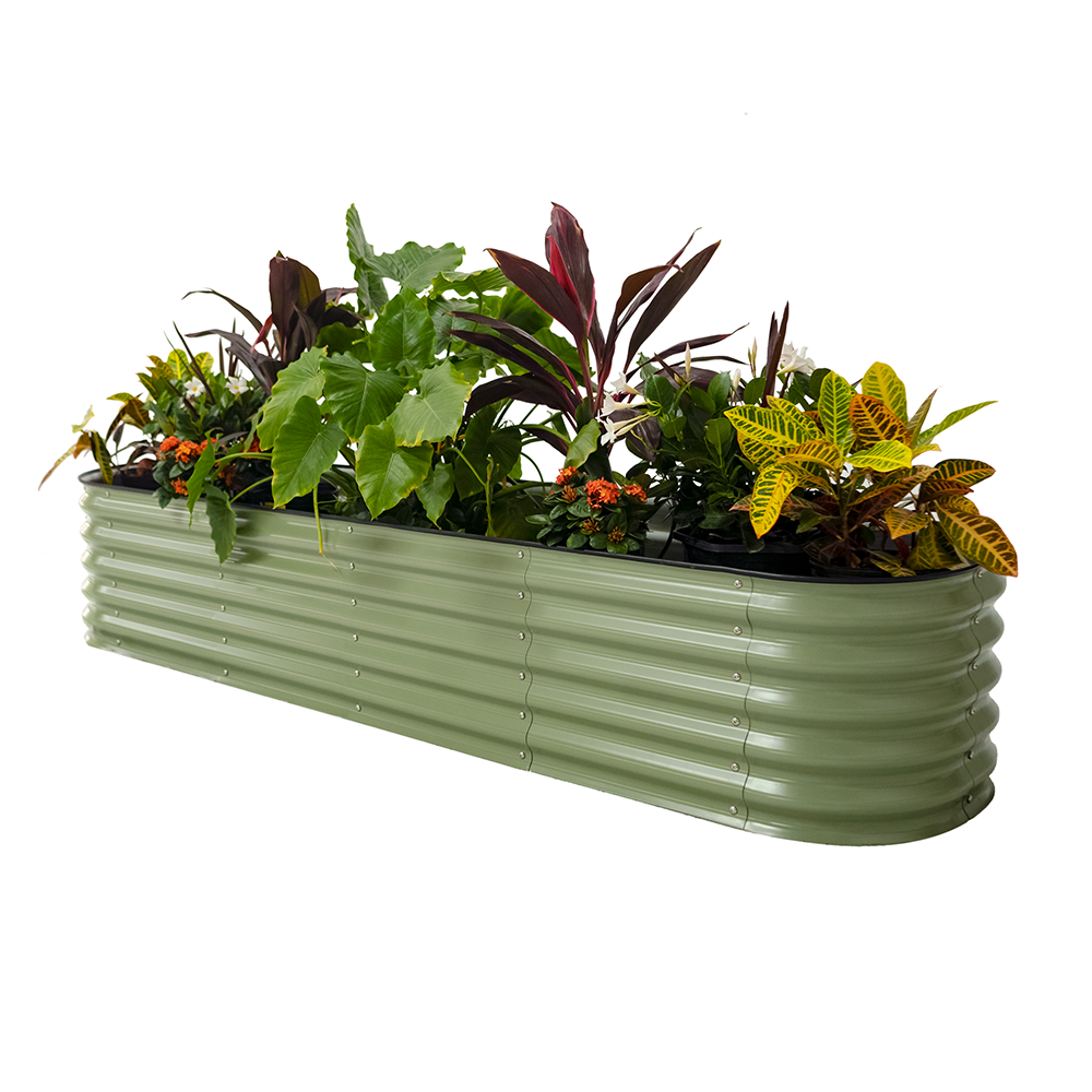 Vego Garden 42-Inches W x 78-Inches L x 17-Inches H Olive Green Metal Raised Garden Bed Vego Garden 42-Inches W x 78-Inches L x 17-Inches H Olive Green Metal Raised Garden Bed