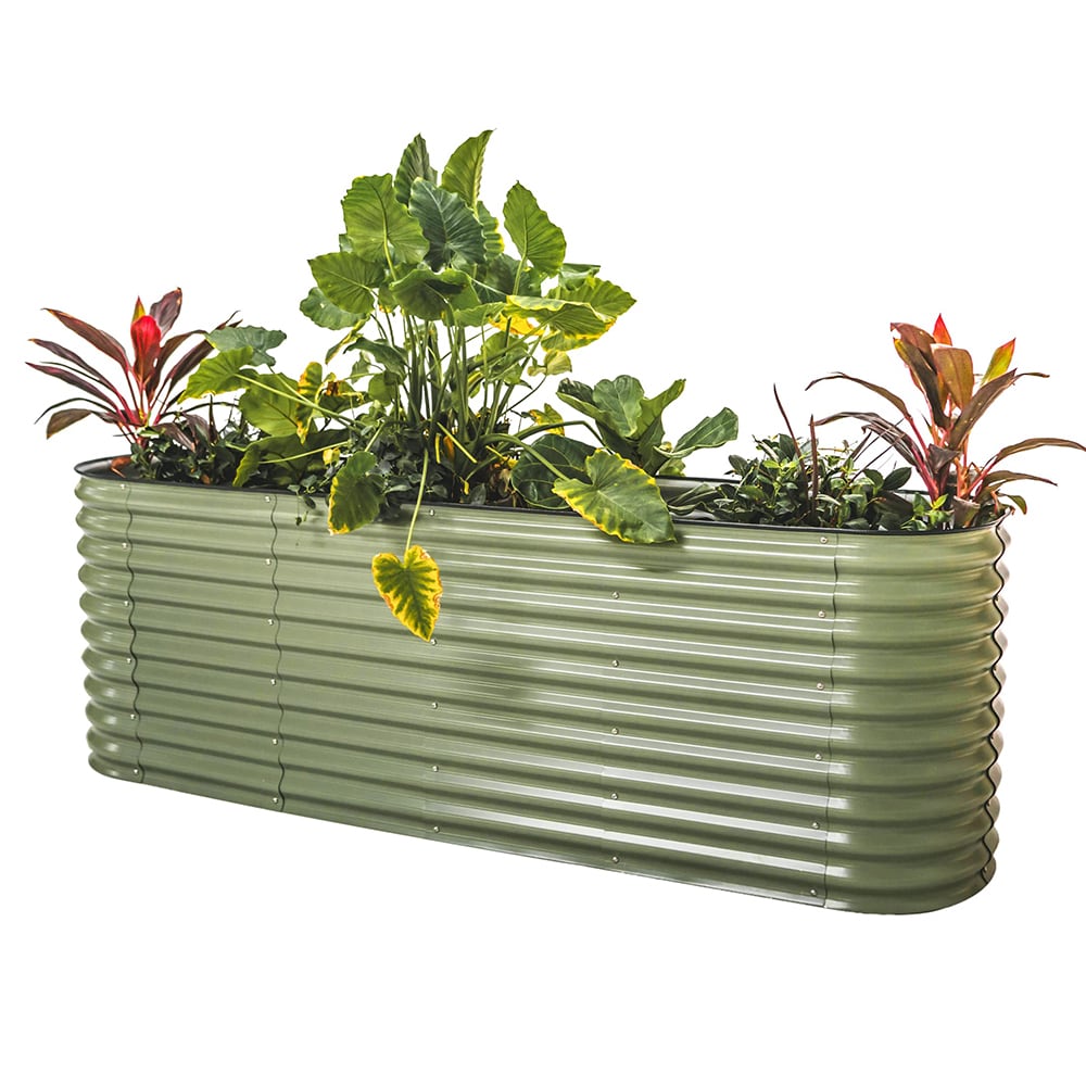 Vego Garden 42-Inches W x 78-Inches L x 32-Inches H Olive Green Metal Raised Garden Bed Vego Garden 42-Inches W x 78-Inches L x 32-Inches H Olive Green Metal Raised Garden Bed
