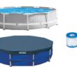 Intex 10-Feet x 10-Feet x 30-Inches Metal frame Round Above-Ground Pool with Filter Pump with Pool Cover