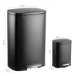 Happimess 13.2-Gallon Black Steel Indoor Kitchen Step Trash Can