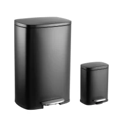 Happimess 13.2-Gallon Black Steel Indoor Kitchen Step Trash Can