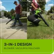 Greenworks 3-in-1 24-volt 520-CFM 240-MPH Battery Handheld Leaf Blower 4 Ah (Battery and Charger Included)