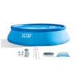 Intex 15-Feet x 15-Feet x 42-Inches Inflatable top ring Round Above-Ground Pool with Filter Pump with Ground Cloth with Pool Cover with Ladder