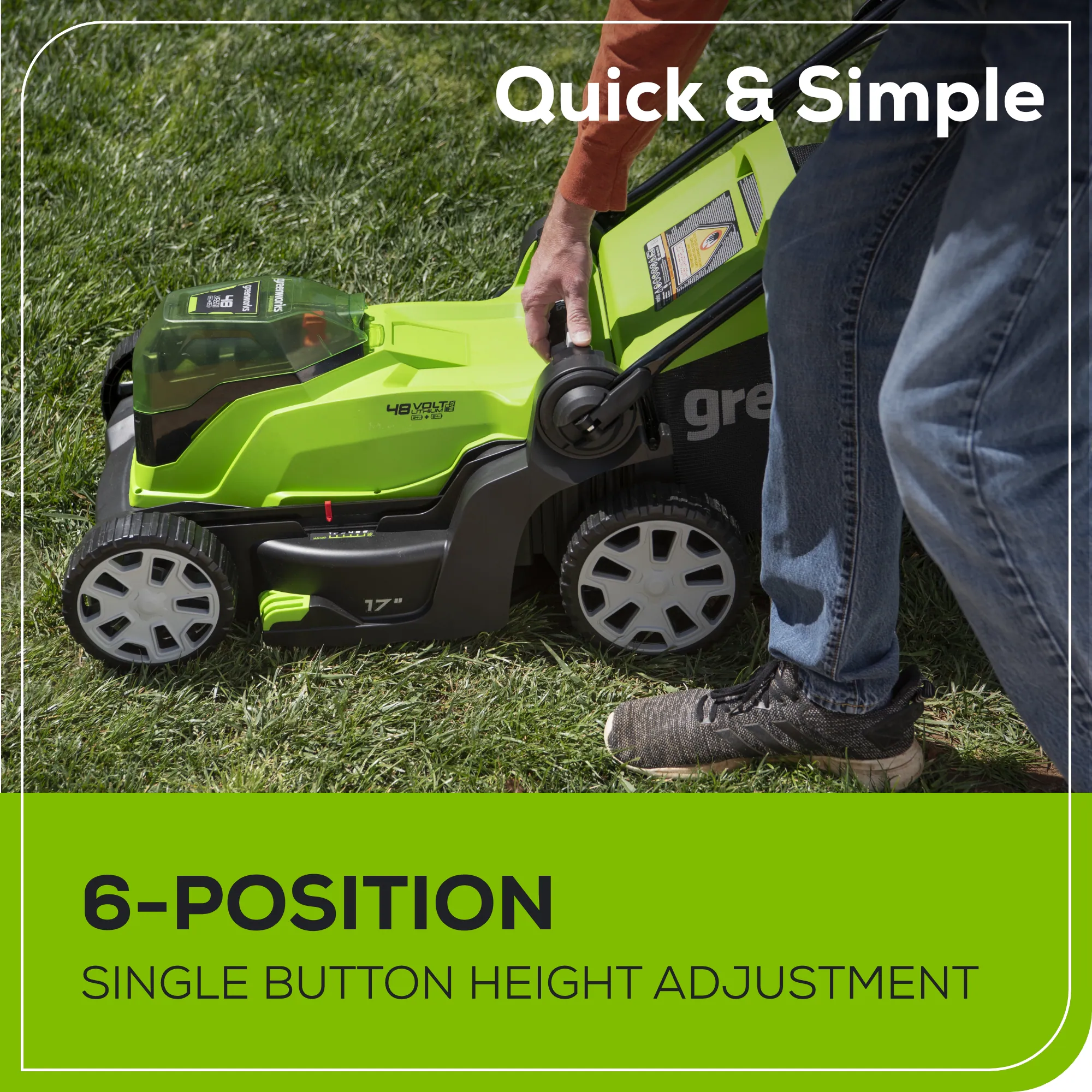 Greenworks 48-volt , ( 2 ) 4 Ah 17-in Push Battery Walk Mower, Bagger Included Greenworks 48-volt , ( 2 ) 4 Ah 17-in Push Battery Walk Mower, Bagger Included - Image 9