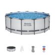 Bestway 13-Feet x 13-Feet x 48-Inches Steel wall panels Round Above-Ground Pool with Filter Pump with Pool Cover with Ladder