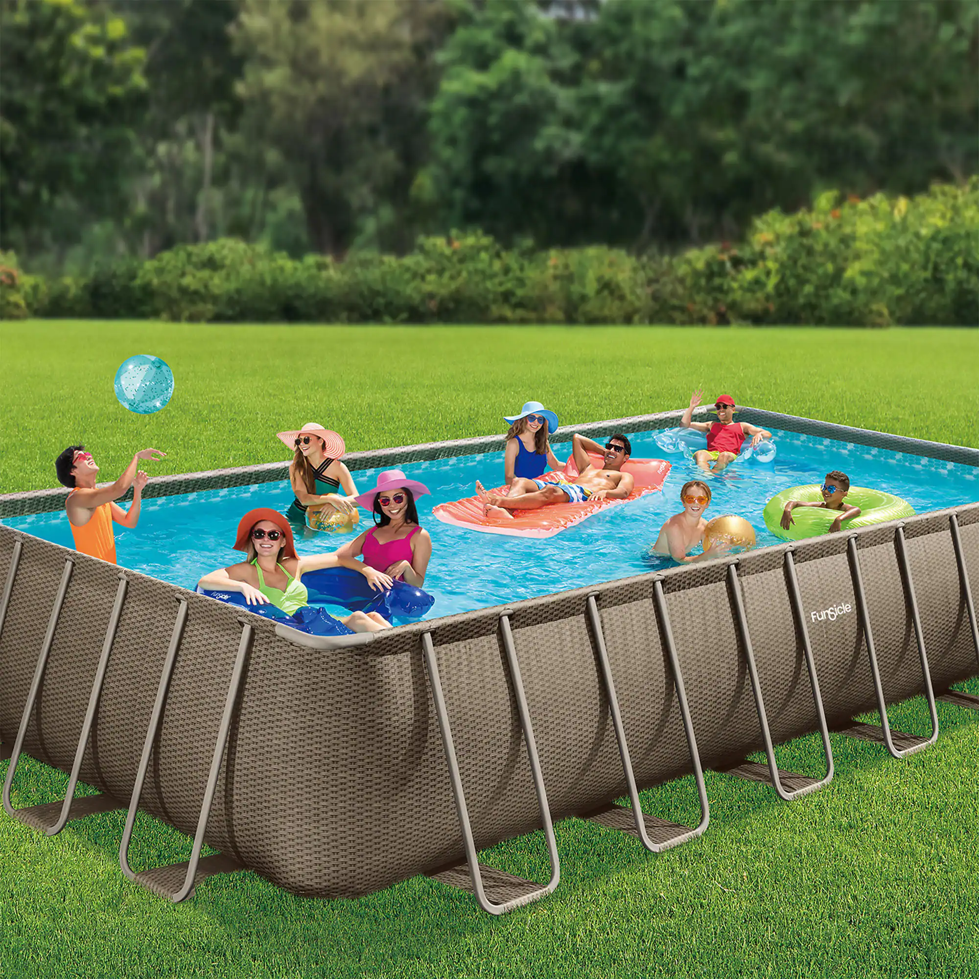 Funsicle 24-ft x 12-ft x 52-in Metal frame Rectangle Above-Ground Pool with Filter Pump with Ground Cloth with Pool Cover with Ladder Funsicle 24-ft x 12-ft x 52-in Metal frame Rectangle Above-Ground Pool with Filter Pump with Ground Cloth with Pool Cover with Ladder - Image 13