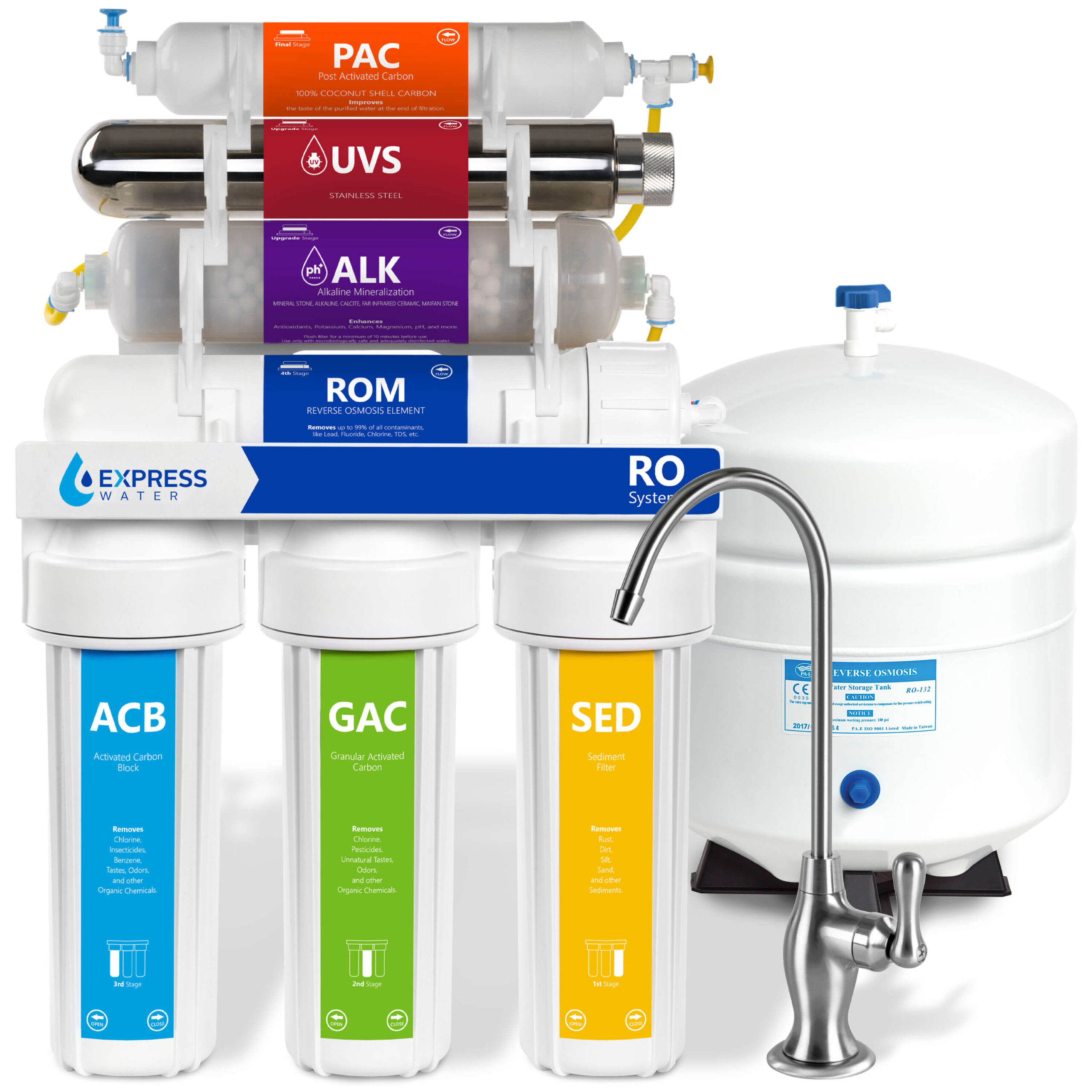 Express Water ROALKUV10D 7-stage Multi-method Reverse Osmosis Filtration System Express Water ROALKUV10D 7-stage Multi-method Reverse Osmosis Filtration System