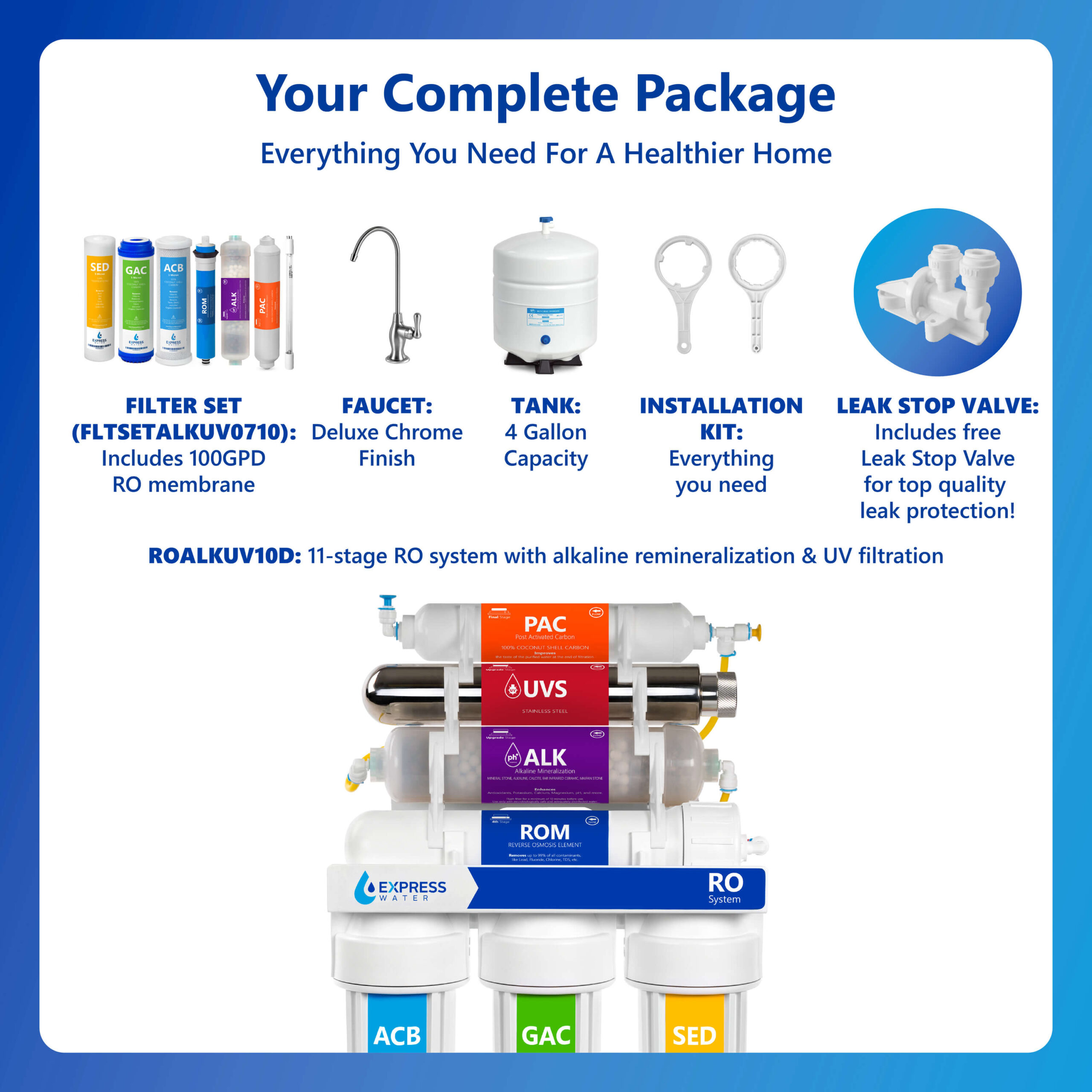 Express Water ROALKUV10D 7-stage Multi-method Reverse Osmosis Filtration System Express Water ROALKUV10D 7-stage Multi-method Reverse Osmosis Filtration System - Image 6