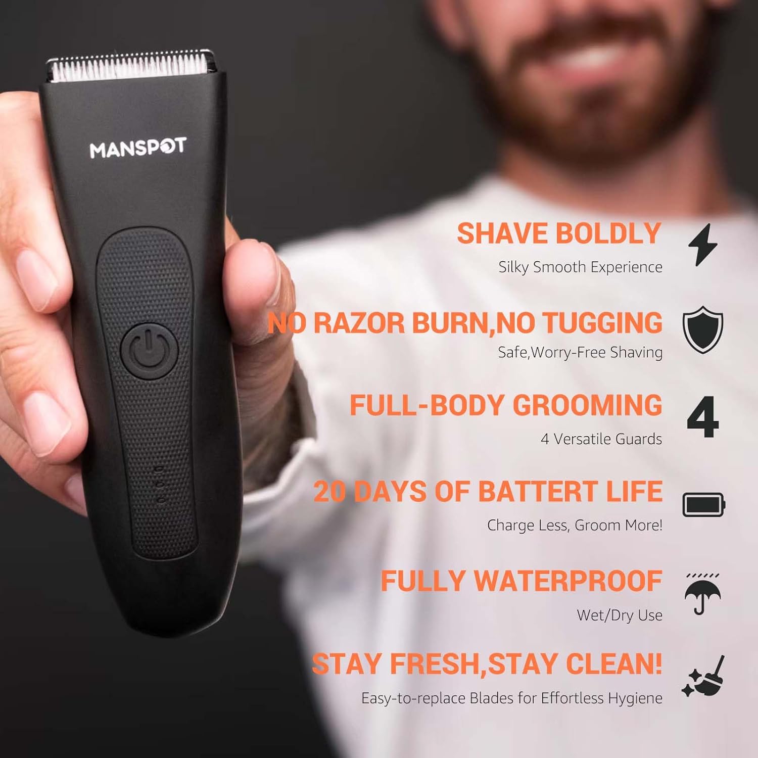 MANSPOT Manscape Groin & Body Hair Trimmer for Men, Electric Ball Trimmer Pubic Trimmer Shaver, Black MANSPOT Manscape Groin & Body Hair Trimmer for Men, Electric Ball Trimmer Pubic Trimmer Shaver, Black - Image 6