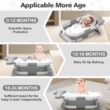 Collapsible Baby Bathtub for Newborn, Foldable Baby Bath Tub with Thermometer & Soft Floating Cushion & Drain Hole, Grey